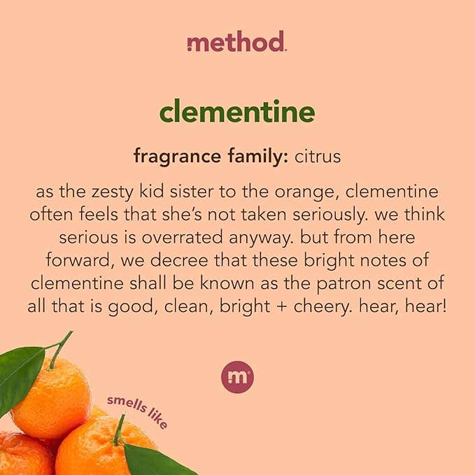 Method Gel Dish Soap, Clementine, Tough on Grease, 18 Fl Oz (Pack of 6)