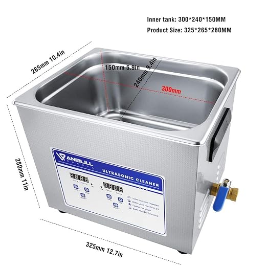Anbull 10L/2.6Gal 240W Professional Ultrasonic Cleaner Machine with 304 Stainless Steel and Digital Timer Heater for Jewelry Watch Coin Glass Circuit Board Small Parts