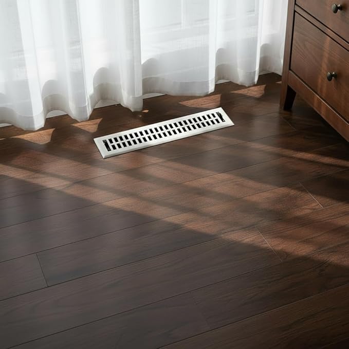 Empire Register Co, Premium Home Vent Covers - 2x14 inch, Modern Contemporary Design, White Finish, Heavy Duty Air Flow Direction Floor Registers, Metal Damper Attached