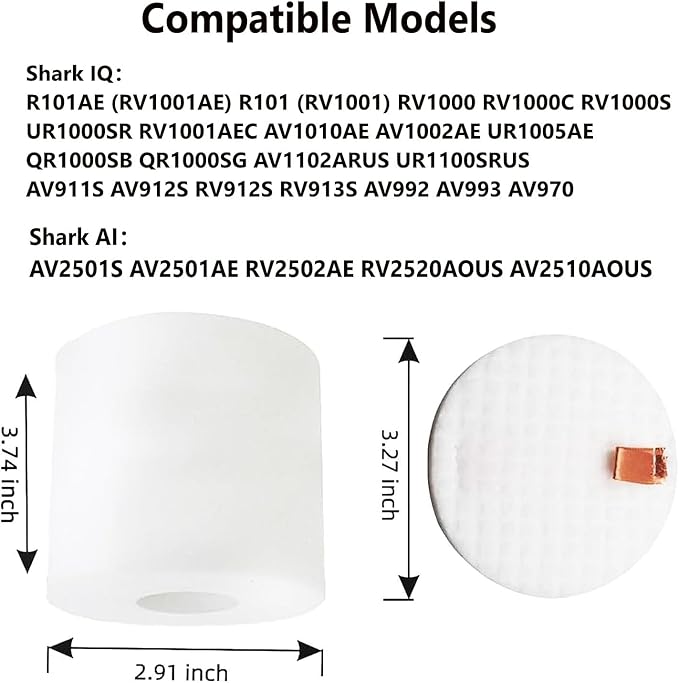 R101AE R101 RV1001AE Filter Replacement 3.74" High Compatible with Shark IQ Robot R101AE RV1001AE UR1005AE Vacuum Self-Empty Base, Foam & Felt Filter Set for Pet Hair, Dirt, Dust