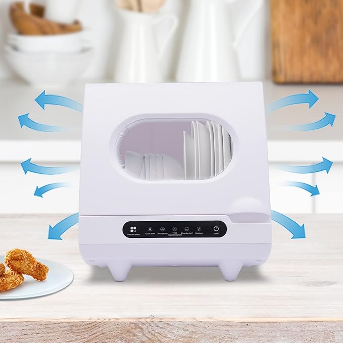 1200W Portable Countertop Dishwasher with 5Programs,360° Dual Spray 162℉ High-Temp& Air-Refresh Function and Touch Screen for Small Apartments, Dorms and RVs,No Hookup Needed