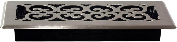 Decor Grates (4-Pack) SPH410-NKL Scroll Design Floor Register, 4x10 Inches, Brushed Nickel Finish