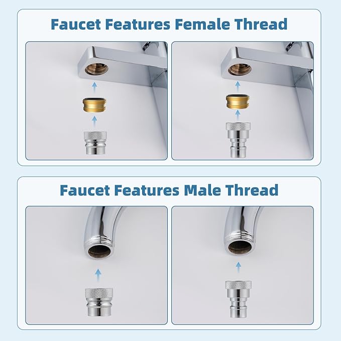 2 Pcs Metal Portable Dishwasher Faucet Adapter, Brass Faucet Aerator Adapter for Portable Dishwasher, 55/64-27 Female and 15/16-27 Male Thread for Kitchen/Bathroom/Rvs, Chrome