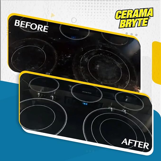 Cerama Bryte 1 x Scraper & 1 x Pad Kit Cooktop and Stove Top Cleaner for Glass - Ceramic Surfaces, 2 Piece Set