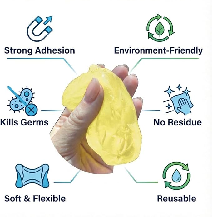 4PCS Car Cleaning Gels, Universal Automotive Air Vent Dust Cleaning Putty, Reusable Auto Interior Detailing Slime Supplies, Fit for Dashboards, Cup Holders (Yellow)