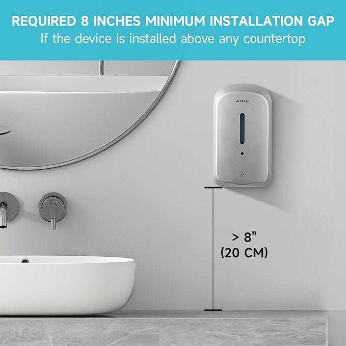 AIKE 33.8oz Automatic Wall Mount Liquid Soap Dispenser with Commercial ABS Construction, Model AK1226S(Silver)