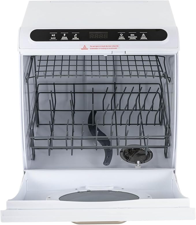 Dishwasher, 900W Portable Countertop Dishwasher 8 Sets Tableware Upper & Lower Double Spraying 360° Deep Cleaning Air-Dry Function For Small Homes, Apartments, Boats, Campers, Rvs (White)
