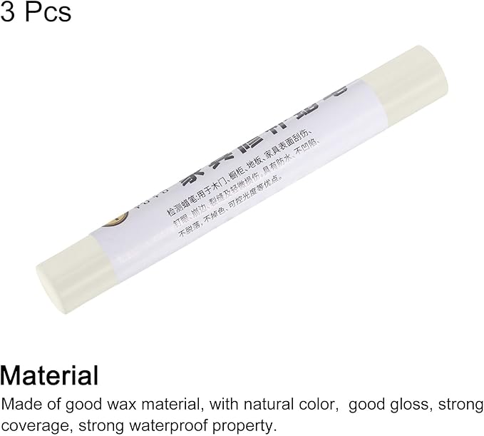 uxcell Furniture Repair Crayons, 3Pcs - Wood Wax Filler Stick, Furniture Markers Touch Up - for Scratches Holes Tables Desks Wooden Floors Cover Ups, Pearl White