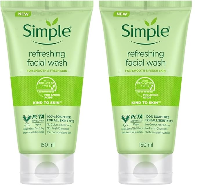 Simple Kind to Skin Refreshing Facial Wash Gel,150 ml (5 Ounce) (Pack of 2)
