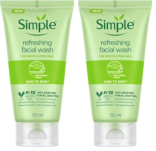 Simple Kind to Skin Refreshing Facial Wash Gel,150 ml (5 Ounce) (Pack of 2)