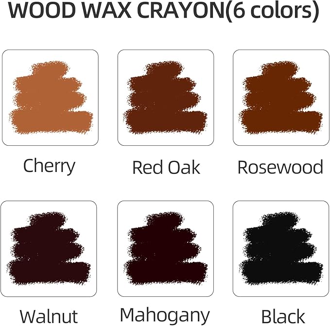 Wood Filler Sticks,6 Colors Wood Wax Crayons for Repairing Scratches, Scuffs, Cracks, and nail Holes on Wood Furniture, Floors, Cabinets, Tables, and Doors