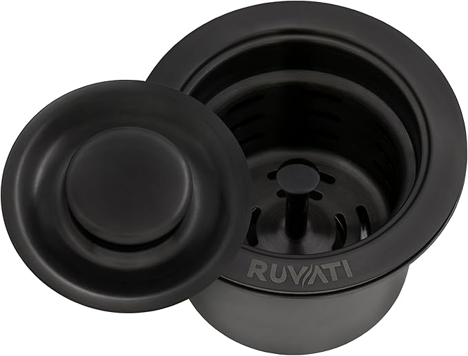 Ruvati Deep Basket Strainer Drain for Kitchen Sinks All Metal 3-1/2 inch - Gunmetal Black Stainless Steel - RVA1027BL
