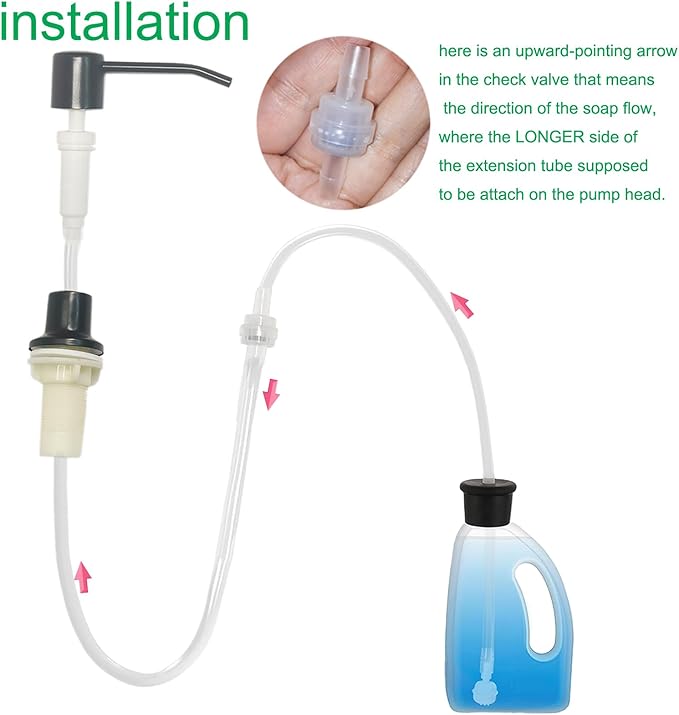 Sink Soap Dispenser Extension Tube 47" with Check Valve, Kitchen Dish Detergent Dispenser Tubing, Under Sink Dispenser Extension Hose for Prevent Backflow Countertop Kitchen Sink Accessories