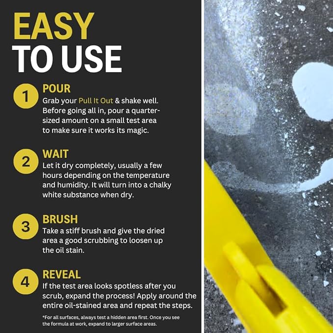CHOMP! Concrete Oil Stain Remover: Pull It Out Removes and Cleans Oils, Greases from Garage Floors & Driveways, 128 Fl Oz