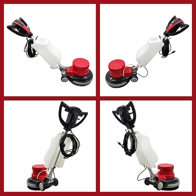 TECHTONGDA Floor Polisher & Buffer Commercial Floor Buffer Scrubber 17" Carpet Cleaning Machine 154RPM Industrial Orbiter Floor Cleaning with 3gal Tank and 3 Brush heads