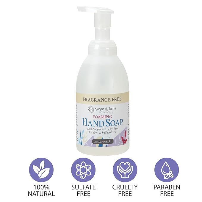 Ginger Lily Farms Botanicals All-Purpose Foaming Hand Soap Refill, Fragrance Free, 100% Vegan & Cruelty-Free, Unscented, 20 Fl Oz (Pack of 1)
