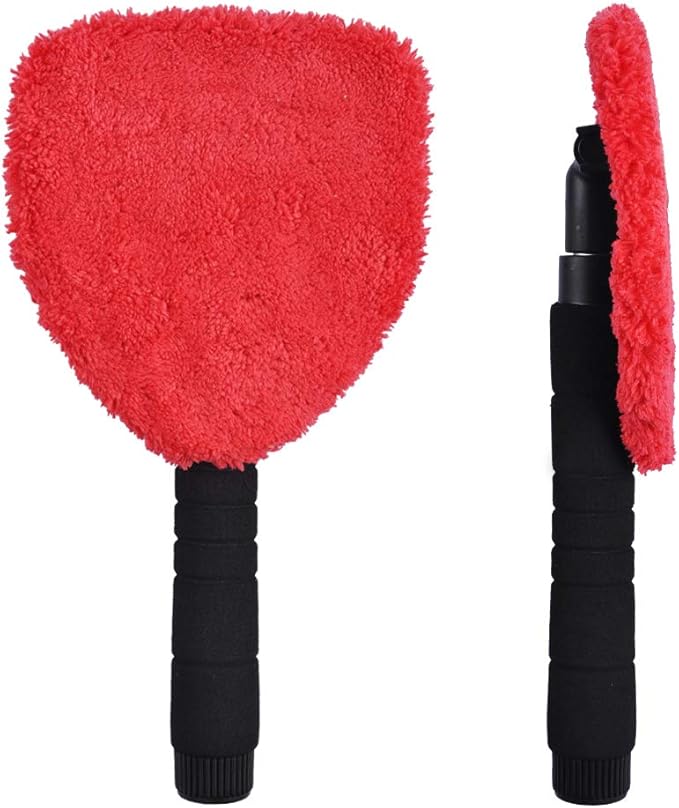 Car Windshield Cleaning Tool Bonnets - 6 Pack, 5” Windshield Cleaner Wand Cloths Replacement Pads Thickened Red Coral Fleece Car Window Glass Cleaner Bonnets