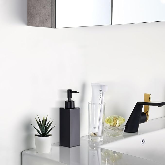 Soap Dispenser Matte Black,Table Standing for Bathroom Kitchen and Hotel, Anti-Rust with Durable Aluminium