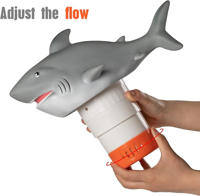XY-WQ Chlorine Floater, Floating Pool Chlorine Dispenser (Shark), Fits 1 and 3 Inch Tablets for Large and Small Pools, Hot Tub, Spa