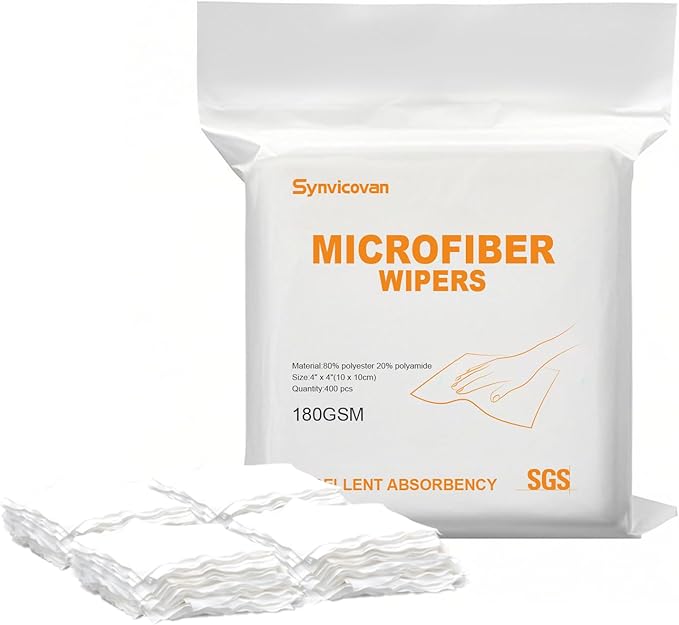 Microfiber Wipes 4"x4"(400 Pcs,Class 100, 180GSM) Superfine Lint Free Cloths Cleaning and Drying Cloths Reusable Ultra Absorbent for All Surface Types