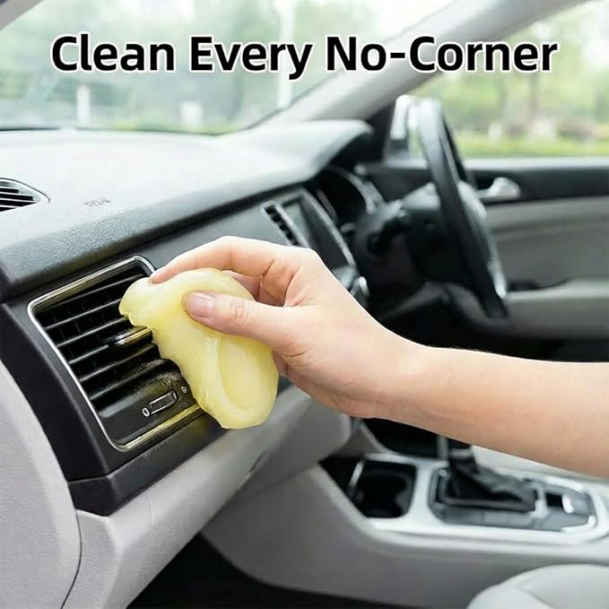 4PCS Car Cleaning Gels, Universal Automotive Air Vent Dust Cleaning Putty, Reusable Auto Interior Detailing Slime Supplies, Fit for Dashboards, Cup Holders (Yellow)