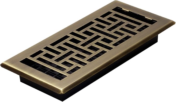 Decor Grates (4-Pack) AJH410-A Oriental Floor Register, 4x10 Inches, Antique Brass Finish