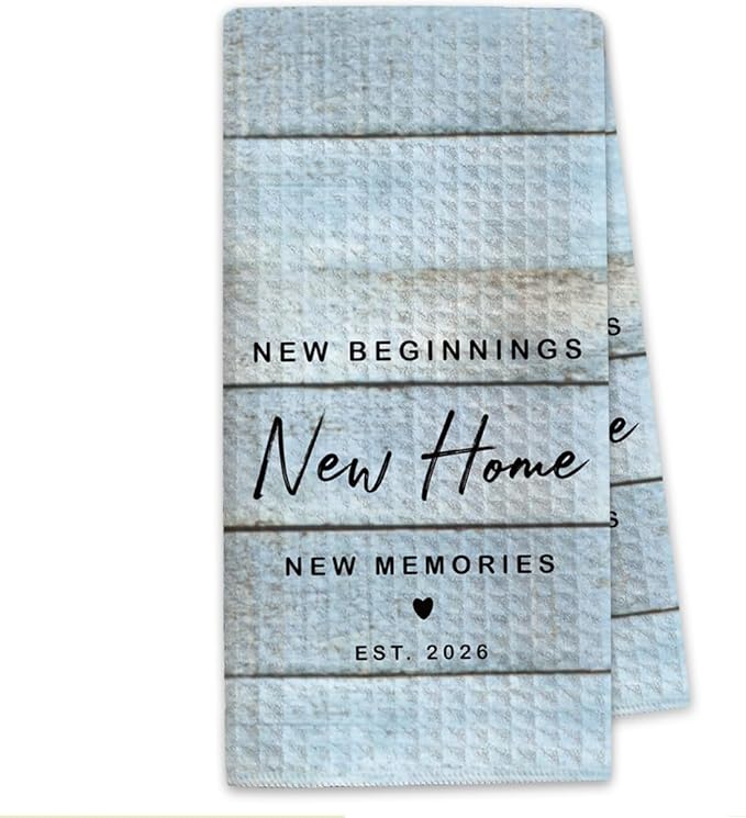 New Home Gift Coastal Kitchen Towels with Saying, Beach Themed Decorative Hand Towel, Housewarming Gift Ideas for New Homeowners, Cute Funny Hand Towels Bathroom Kitchen 16x24 Inch-b06