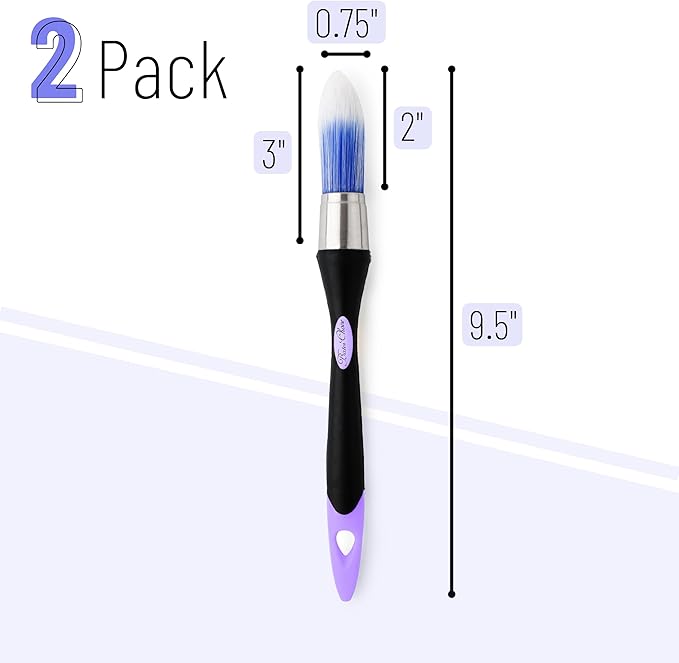 Bates- Trim Paint Brush, 0.75 Inch, 2 Pack, Purple and Black Ergonomic Non-Slip Handle, Synthetic Bristles, Trim Brushes for Painting