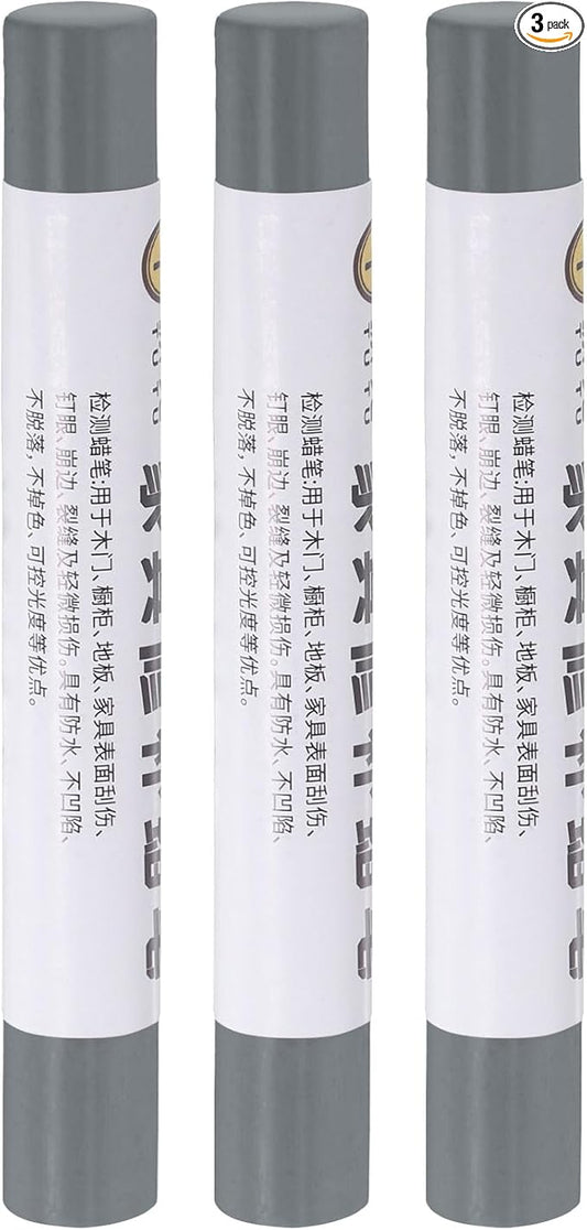 uxcell Furniture Repair Crayons, 3Pcs - Wood Wax Filler Stick, Furniture Markers Touch Up - for Scratches Holes Tables Desks Wooden Floors Cover Ups, Smoky Grey