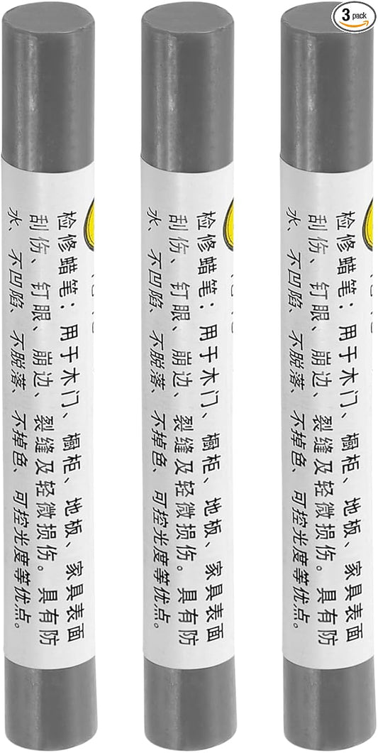 uxcell Furniture Repair Crayons, 3Pcs - Wood Wax Filler Stick, Furniture Markers Touch Up - for Scratches Holes Tables Desks Wooden Floors Cover Ups, High Grade Gray