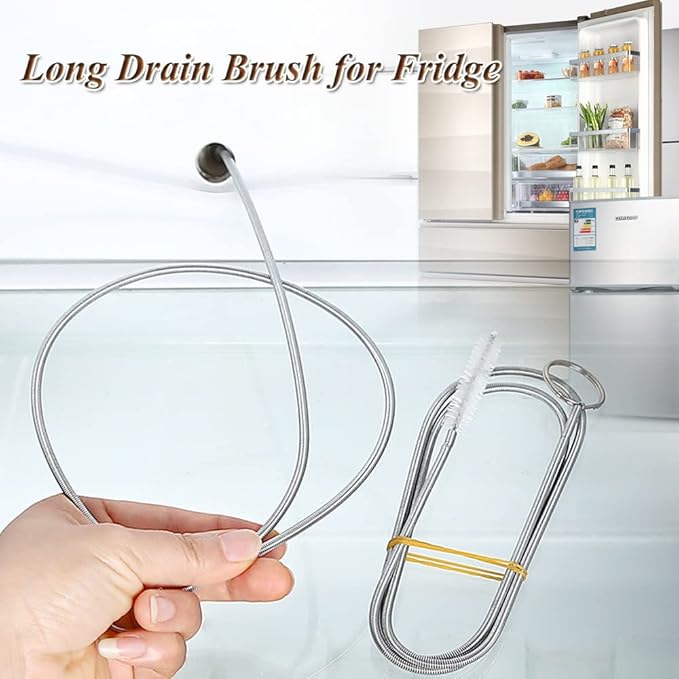 57 Inches Long Drain Brush, Flexible Pipe Cleaning Brush, Fridge Cleaning Tool for Cleaning Feeding Tube, Siphon Hose, Sunroof Drain, Refrigerator Drain, Filters and 2 PCS Tube Brushes (White)