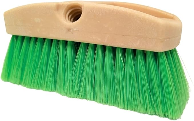 Teravan Green Flow Through Brush Head, 8-Inch Extra Soft Bristle Brush for Gentle Car Wash, RV, Boat, Window & Floor Cleaning, Compatible with Pole Handle
