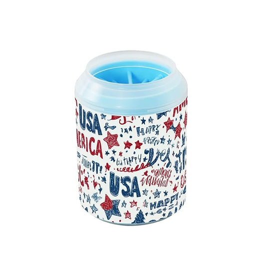 Dog Paw Cleaner Cups for Dogs Pet Foot Washer Paw Scrubber for Small Medium Large Dogs Cats Cleaning Cup Vibrant Patriotic Stars Independence Day
