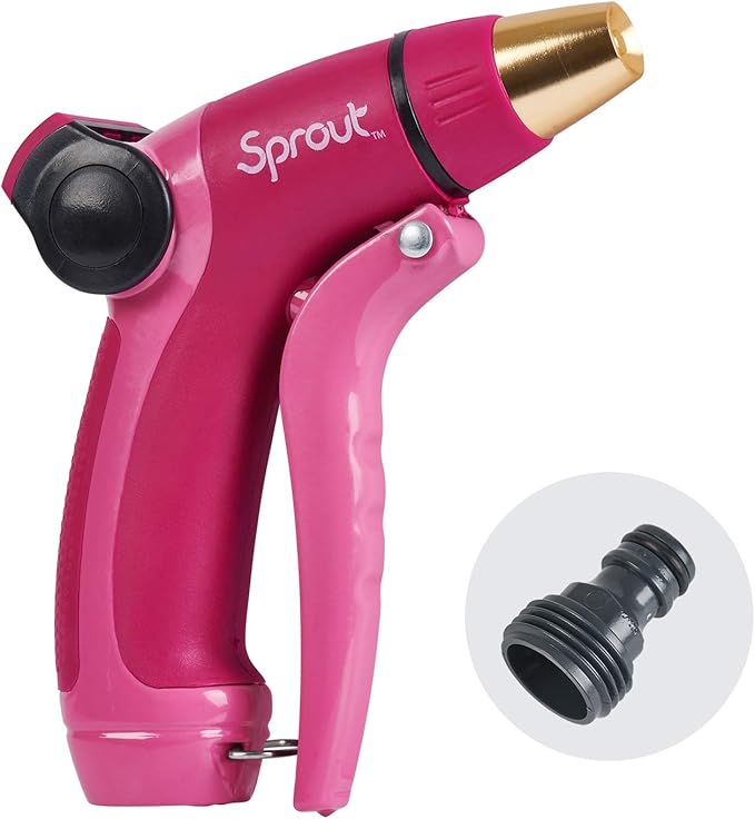 Sprout 65109-AMZ Metal Front Trigger Adjustable Nozzle and QuickConnect Product Adapter Amazon Bundle, Raspberry Red