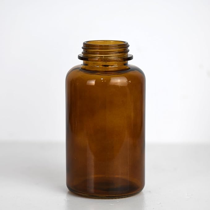 15 oz Amber Glass Foam soap Dispenser with Black Rust-Proof Foam Pump, refillable Thick Glass Foam soap Dispenser for Kitchen and Bathroom (1, 15 oz)