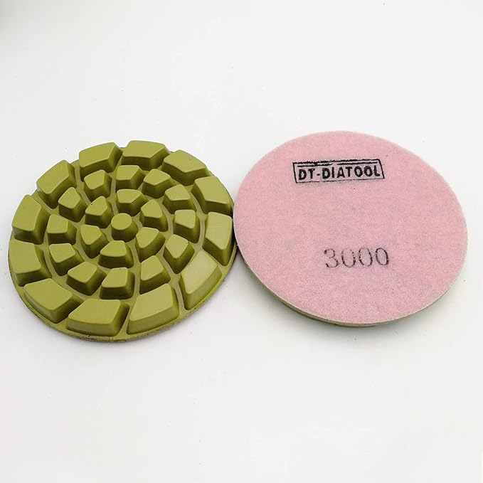 DT-DIATOOL Diamond Floor Polishing Pads Resin Bond Terrazzo Floor Diameter 4 Inch Grit 3000 Pack of 6