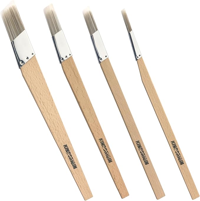 Trim Paint Brushes Set of 4-0.25", 0.5", 0.7", 1" Slant Lining Fitch Paint Brushes for Detail, Small Cutting in Brushes for Trim, Edges and Crafts