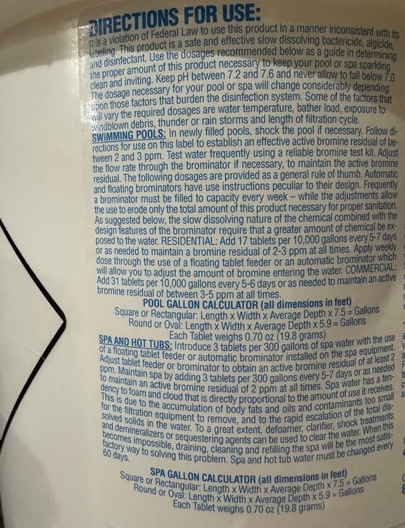 In The Swim Bromine Plus Tablets and Bromine Booster Bundle: 25 Pound Bucket of 1-inch Bromine Tablets and 2 Pound Brom Booster for Spas & Hot Tubs