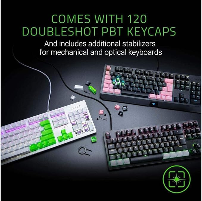 Razer Doubleshot PBT Keycap Upgrade Set for Mechanical & Optical Keyboards: Compatible with Standard 104/105 US and UK layouts - Classic Black