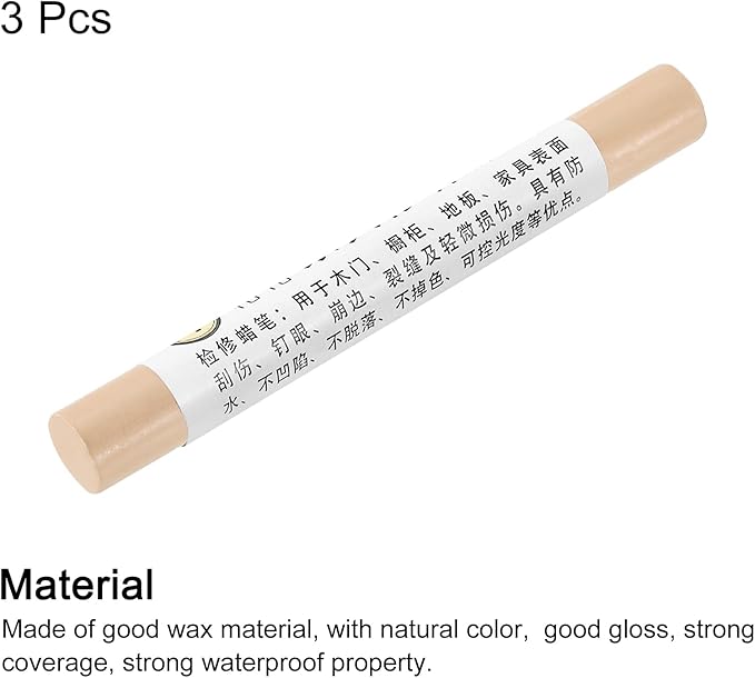 uxcell Furniture Repair Crayons, 3Pcs - Wood Wax Filler Stick, Furniture Markers Touch Up - for Scratches Holes Tables Desks Wooden Floors Cover Ups, Yellow Cloth Pattern