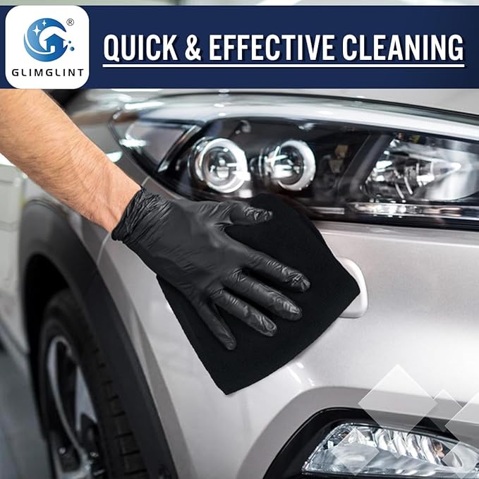 GLIMGLINT Black Microfiber Cleaning Cloth, 150 Pack Cleaning Rags, Cleaning Towels with 3 Color Assorted, 14"X12"