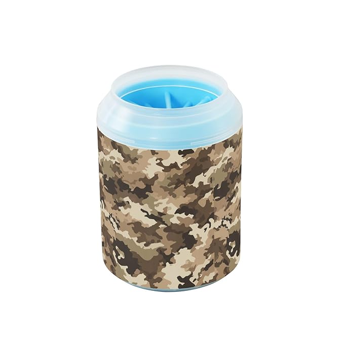 Dog Paw Cleaner Cups for Dogs Pets Foot Washer Paw Scrubber for Medium Small Cats Dogs Cute Cleaning Cup Brown Military Camouflage