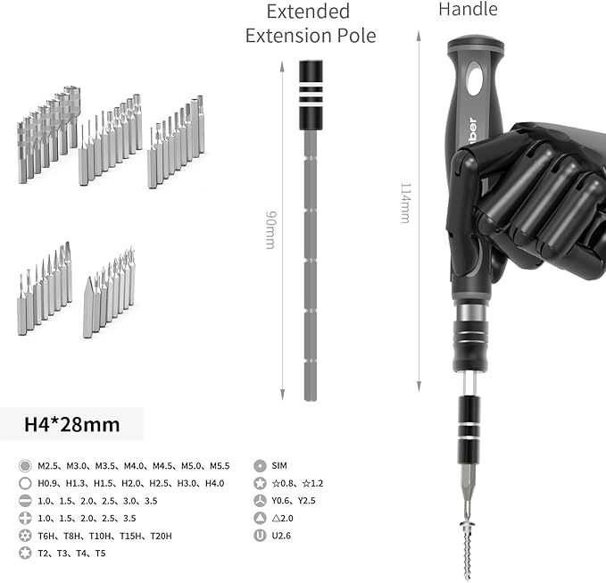 48-in-1 Precision Magnet screwdriver sets, Ergonomic Anti-slip Design, S2 Steel Small Repair Tool Kit for iPhone, Watch, Macbook, Computer, Laptop, PS4 PS5, Xbox, Switch, Glasses