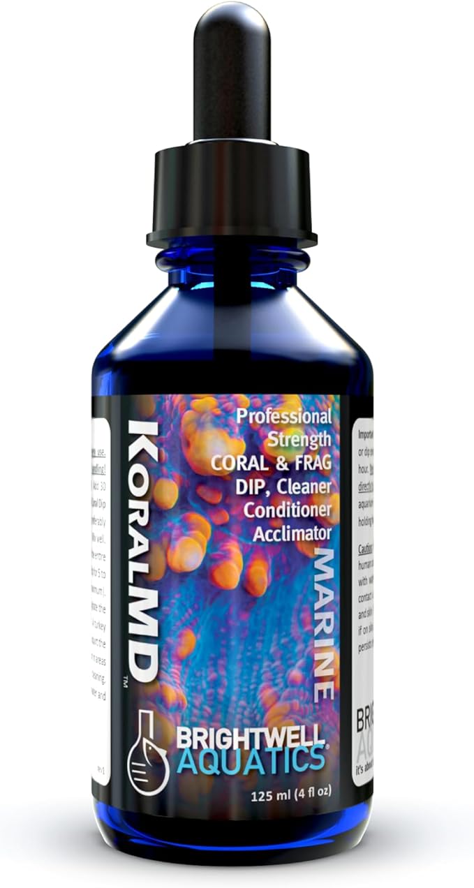 Brightwell Aquatics Koral MD Pro - Professional Strength Coral & Frag Dip & Cleaner, Conditioner & Acclimator for Coral Aquarium Tanks - Aquarium Water Treatments & Reef Supplies, 1.01 fl oz