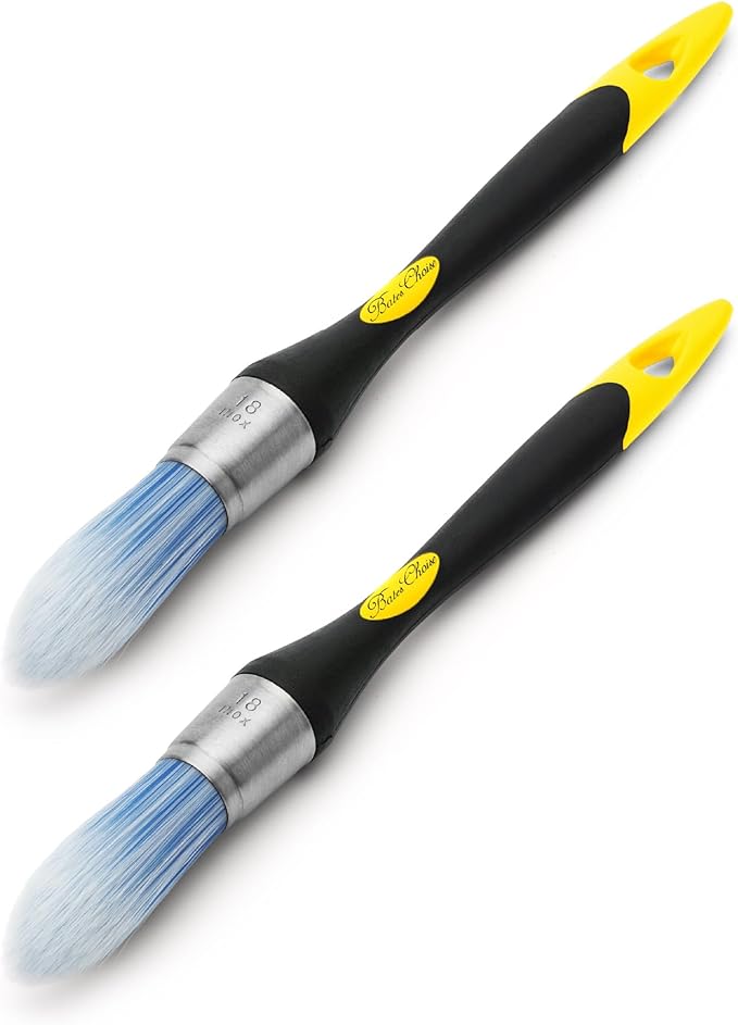 Bates- Trim Paint Brush, 0.75 Inch, 2 Pack, Ergonomic Non-Slip Handle, Synthetic Bristles, Trim Brushes for Painting, Yellow and Black