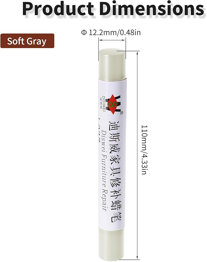 Wood Filler Sticks Soft Gray Furniture Scratch Repair Crayons Wood Floor Repair Wax Filler Sticks Furniture Repair Wax Crayons for Wooden Furniture, Floors, Cabinets & Tables