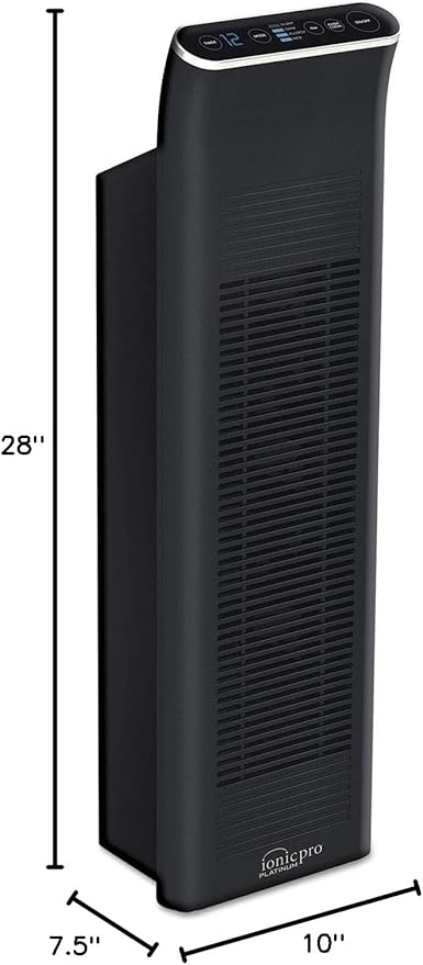 Ionic Pro Platinum (TA740) Charged Ions Air Purifier Tower - Truly Silent Operation – High Performing Unique No Filter Design - Removes Odors, Smoke, Mold, Pet Dander - 600 Sq Ft Capacity