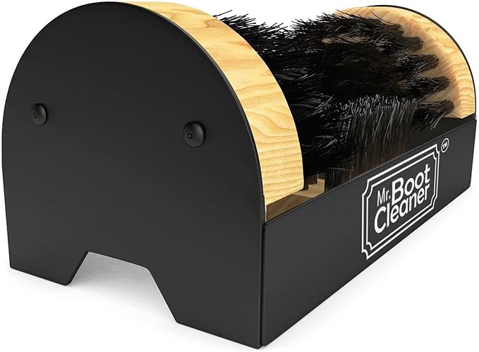Heavy Duty Wooden Shoe Brush Cleaner Outdoor Floor Mount or Portable, Commercial Boot Scraper/Scrubber with Hardware