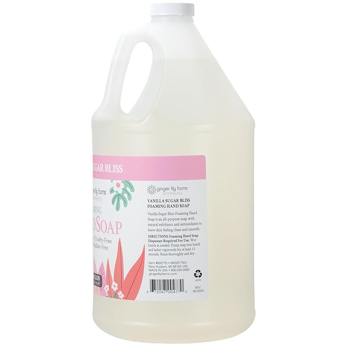 Ginger Lily Farms Botanicals All-Purpose Foaming Hand Soap Refill, 100% Vegan & Cruelty-Free, Vanilla Sugar Bliss Scent, 1 Gallon (128 fl oz)