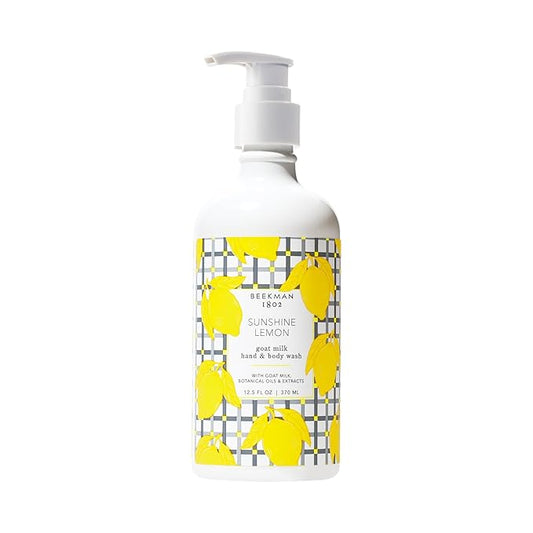 Beekman 1802 Goat Milk Hand Wash – Sunshine Lemon – Scented – 12.5 fl oz – Moisturizing & Gentle – Good for Sensitive Skin – Cruelty Free – Ready for Use, Pump Inserted